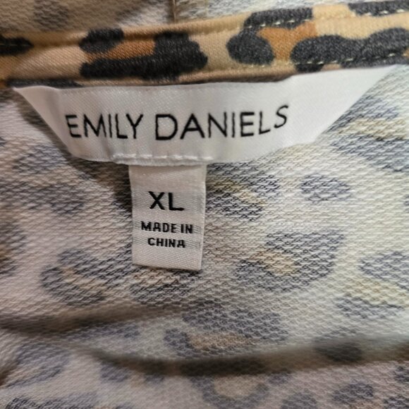 Emily Daniels Animal Leopard Print Pullover Hoodie Lightweight Tan Size XL - Picture 5 of 6